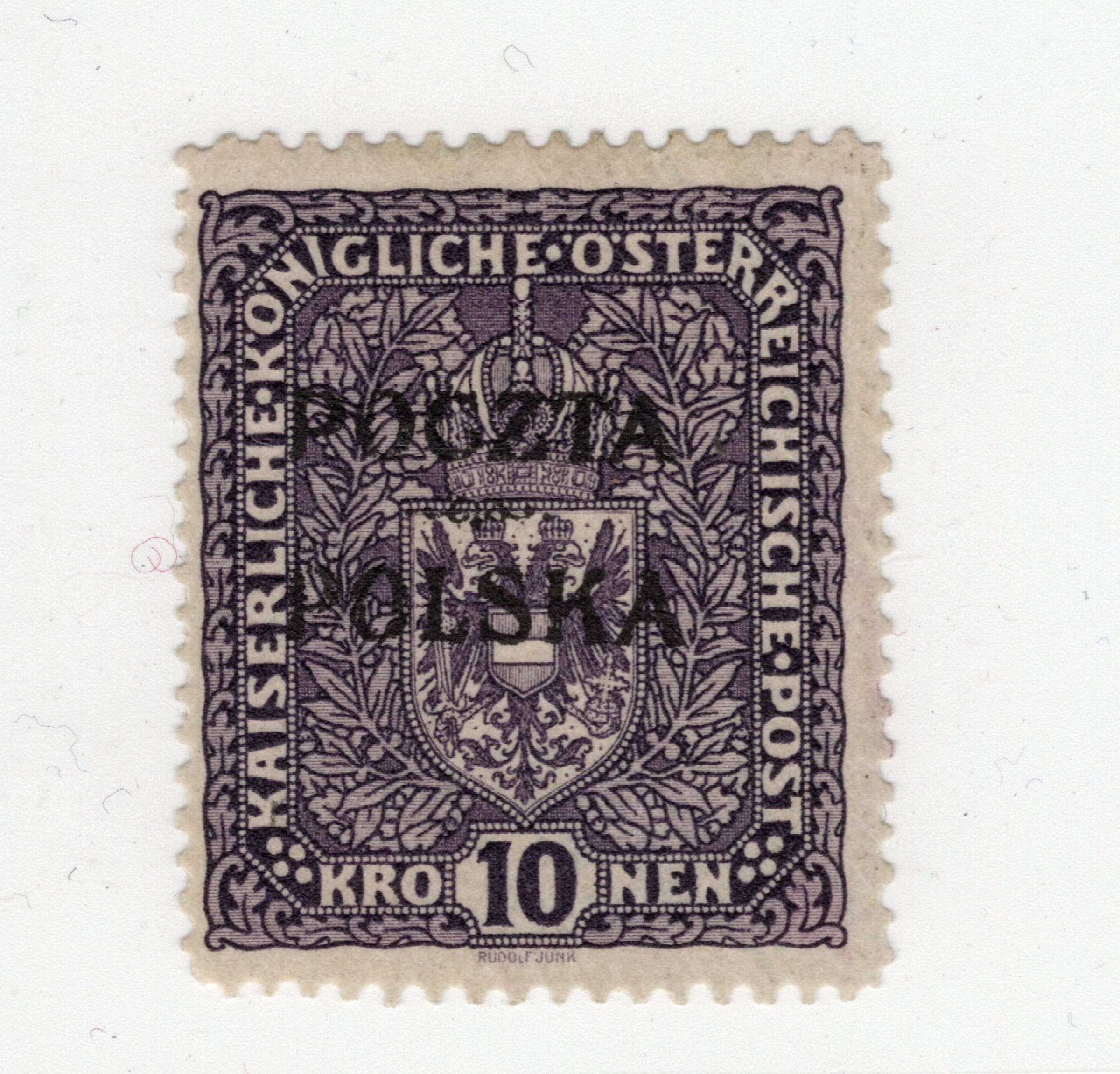 Unikatowy egzemplarz znaczka 10 Kr wydania krakowskiego, jeden z najdroższych walorów polskiej filatelistyki na karcie aukcyjnej