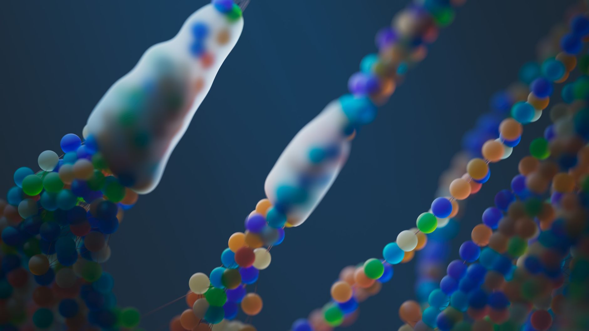 Barwna, abstrakcyjna ilustracja nici DNA w kształcie podwójnej helisy